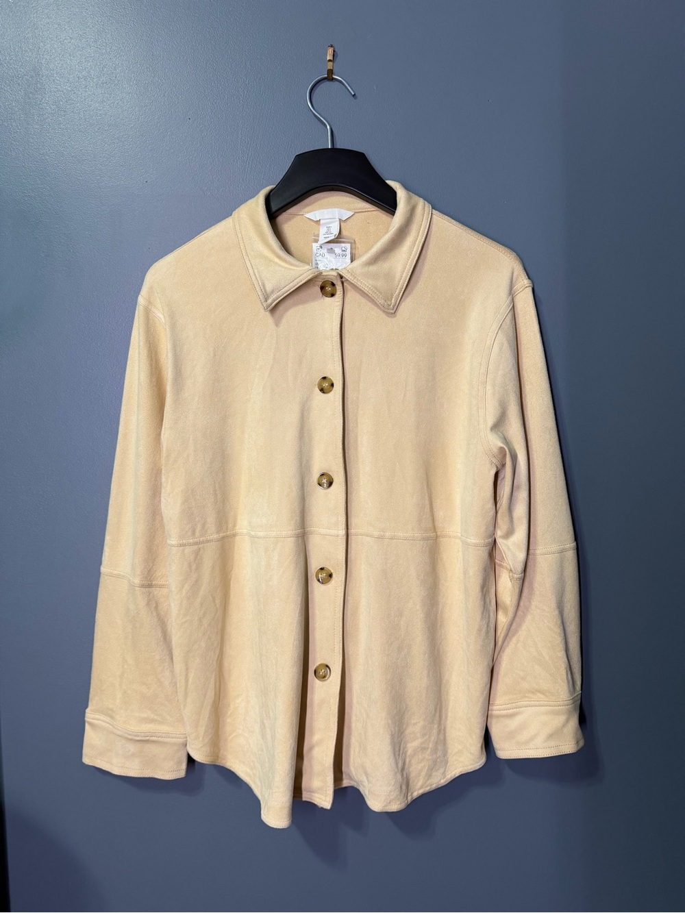 H&M Light Beige Button-Down Shirt Jacket